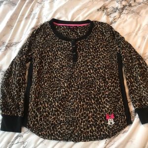 Women’s Disney Minnie Cheetah Fleece Pajama Top